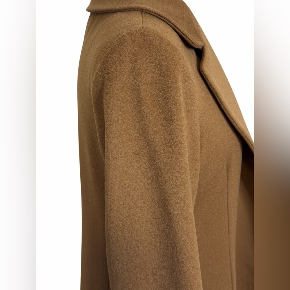 💫 FLEURETTE Mia Brown Camel Cashmere Classic Luxury Long Maxi Coat Trench Size 6 - Picture 9 of 12